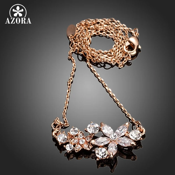 Azora, золотые и с украшениями в виде звезды и цветка; Cubic Zirconia кулон Цепочки и ожерелья TN0134