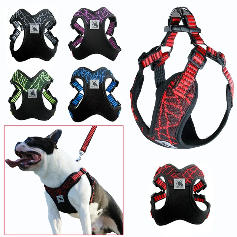 Pet No Pull Nylon Dog Harness Adjustable Reflective Soft Padded Harnesses Vest For Training Walking Small Medium | Дом и сад