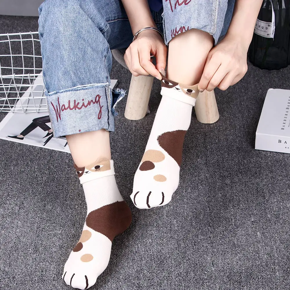 1 пара модных милых повседневных носков с рисунками животных из мультфильмов