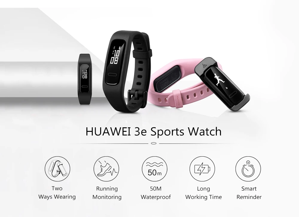 huawei Band 3e Running Genius умный Браслет Шагомер 50 м водонепроницаемый башмак-пряжка трекер сна сообщение напоминание