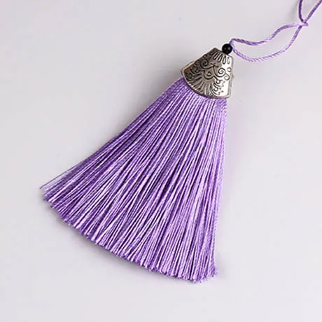 Light purple 10 шт., 8 см, цветные шелковые кисточки с колпачками, декоративные подвески с кисточками, серьги с подвесками для самостоятельного изготовления ювелирных изделий, аксессуары для вешалки - Цвет: Light purple