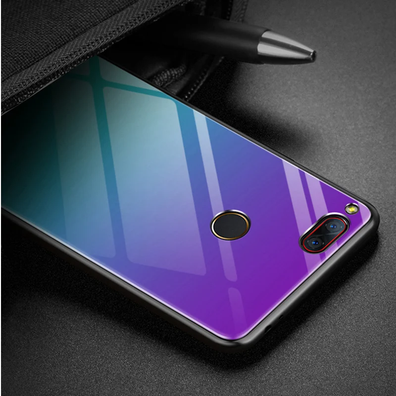 Чехол из закаленного стекла для NUbia Z17 mini NX569H градиентный цвет голубой луч Аврора
