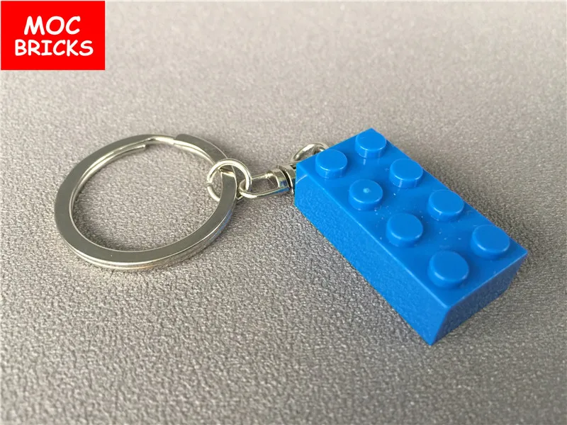 blue MOC красочный Кирпич 2X4 Рисунок брелок DIY Развивающие строительные блоки модель экшн Игрушка Дети Лучшие подарки - Цвет: blue