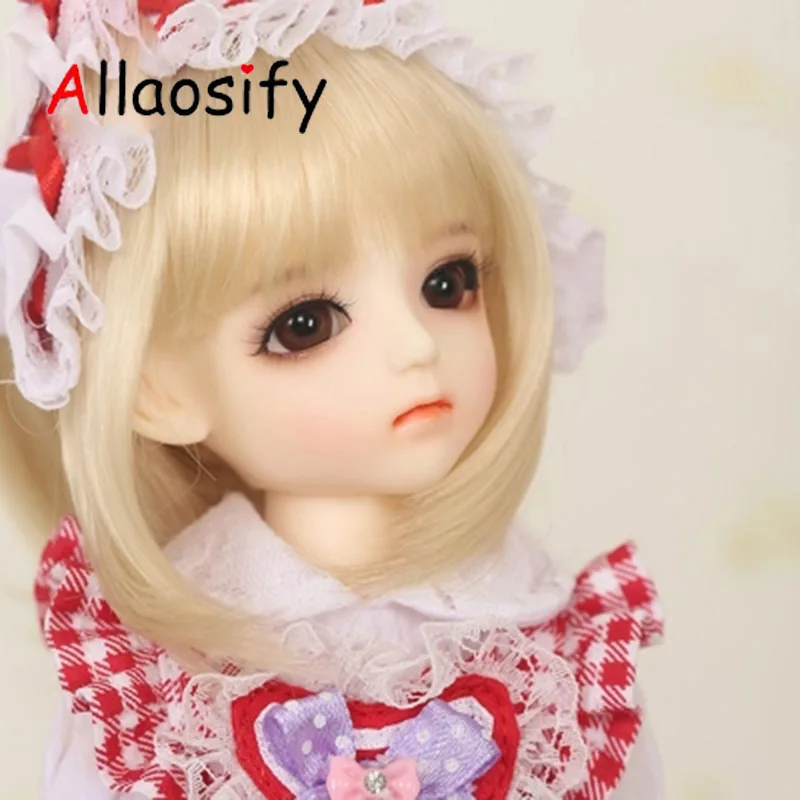 

Волосы Allaosify Bjd / SD как парик для куклы золотые короткие прямые волосы 1/ 6 высокотемпературный парик для куклы с челкой волосы Bjd парик Бесплат...