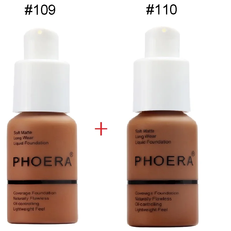109-110 Phoera 2 шт./компл. жидкое покрытие Тональная основа для лица база крем ярче увлажняющий крем минеральная, полное покрытие, тональный макияж TSLM1 - Цвет: 109-110