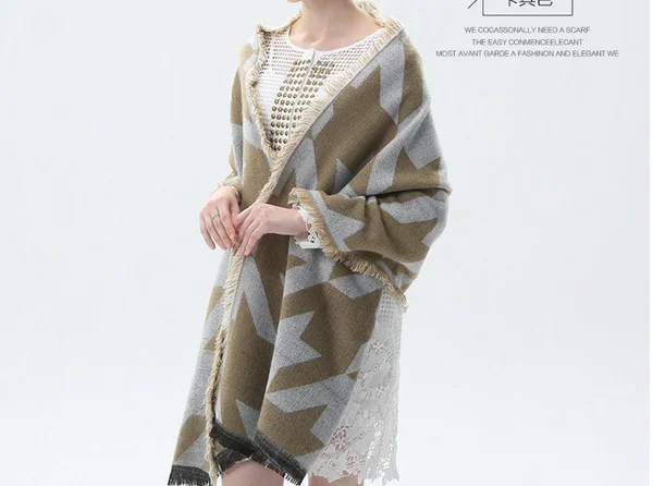 Хаундстут жаккардовый зимний шарф Обертывания имитация кашемира пашмины