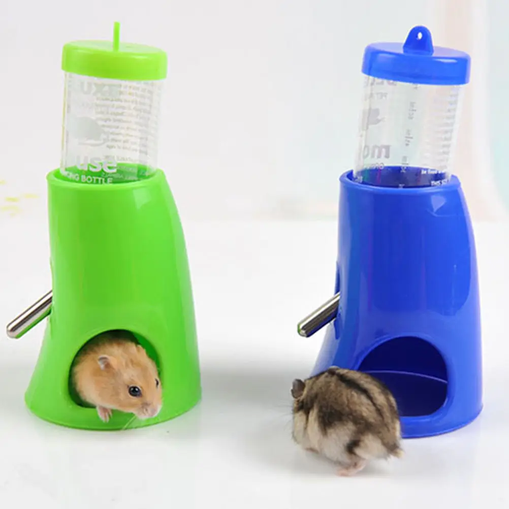 New 2 in 1 Multi Candy Color Small Water Drinking Bottle Animal Hideout Nest Toy Hamster Holder Dispenser With Base