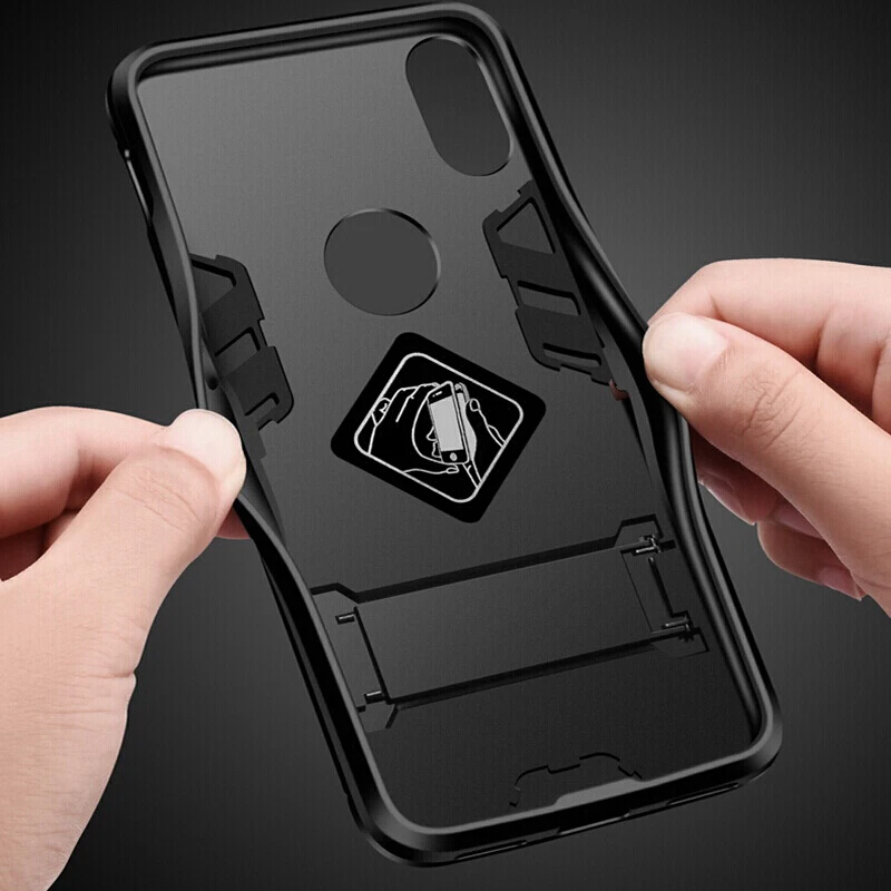 Armor Case For iPhone 7 8 Full Protection Support Kickstand Phone PC Shell Back 6 S X Plus Silicone Cover |