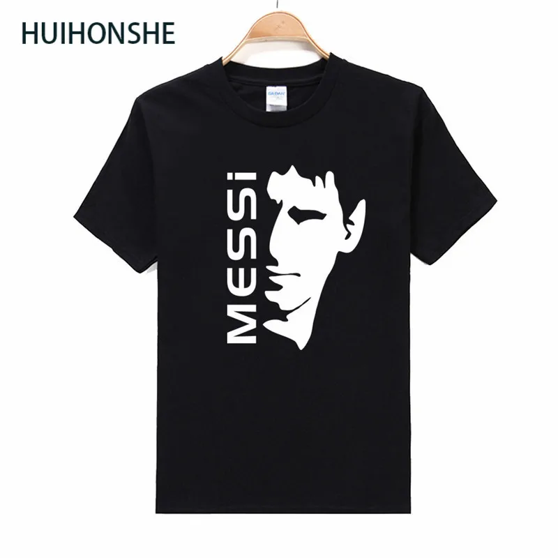 Мужская хлопковая футболка HUIHONSHE летняя повседневная с принтом MESSI в виде героев