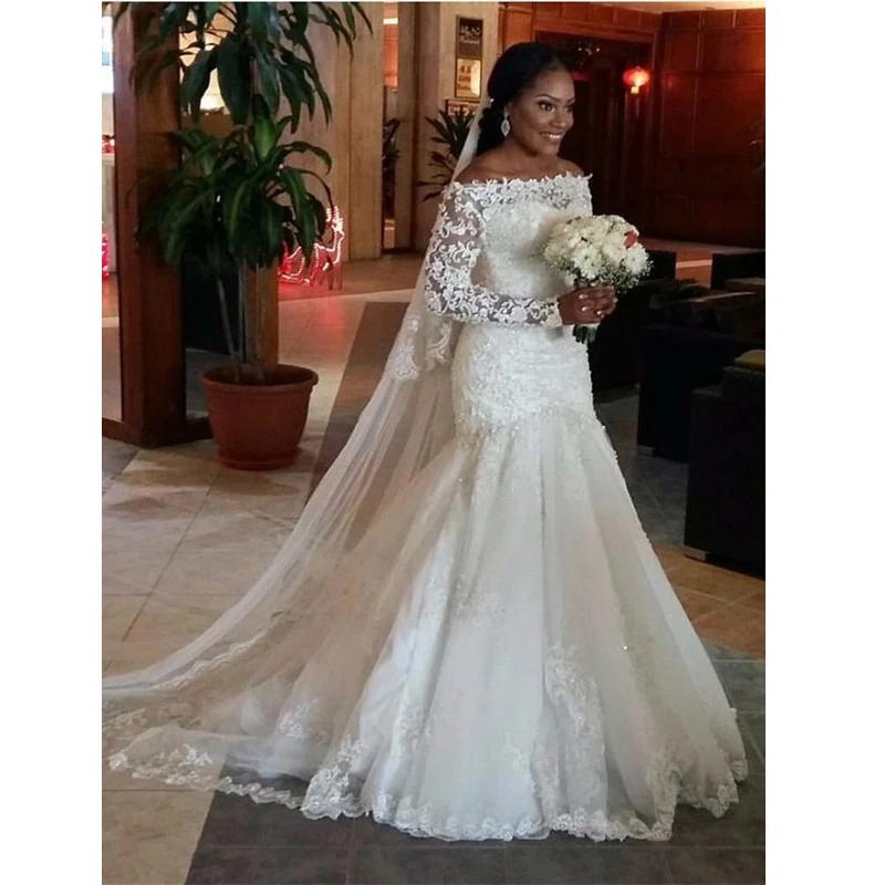 

Vinca sunny Lace wedding dresses elegant appliques mermaid Bridal Dress white Custom Made wedding gown 2022 vestido de noiva