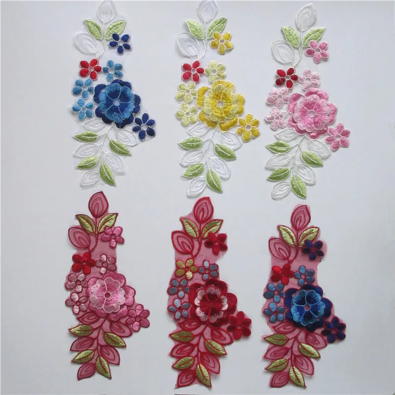 Кружевные вышитые воротники с вышивкой нашивки тканевые искусственные для