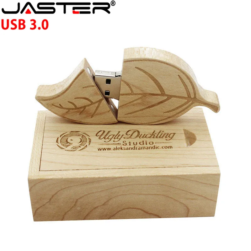 JASTER USB 3,0(более 10 шт. бесплатный логотип) деревянный лист+ упаковочная коробка usb флеш-накопитель карта памяти pendriver 8 ГБ 16 ГБ 32 ГБ 64 Гб подарок