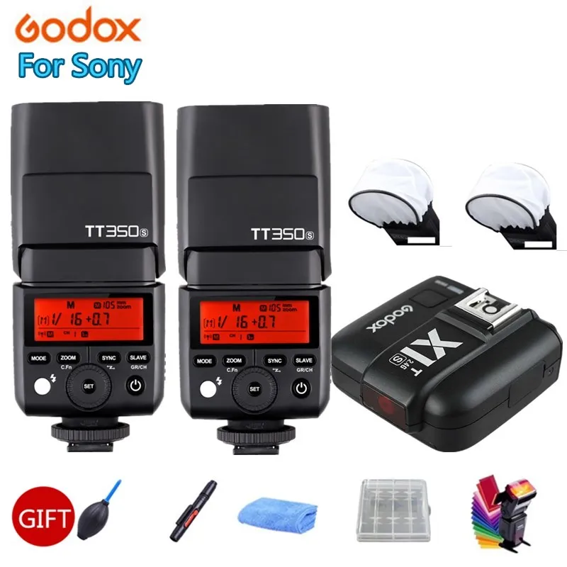 2X Godox TT350S вссветильник для камеры TTL HSS 1/8000s 2 4G Вспышка Sony беззеркальная камера a7RII