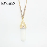longway original design natural stone necklaces pendants gold color sweater necklace for women unique jewelry sne160211
