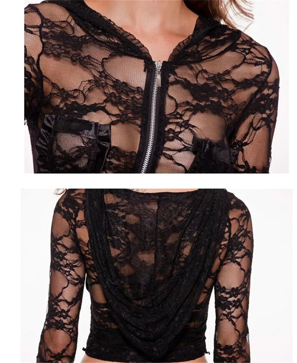 Сексуальное Новое кружевное белье пижама с длинными рукавами прозрачный