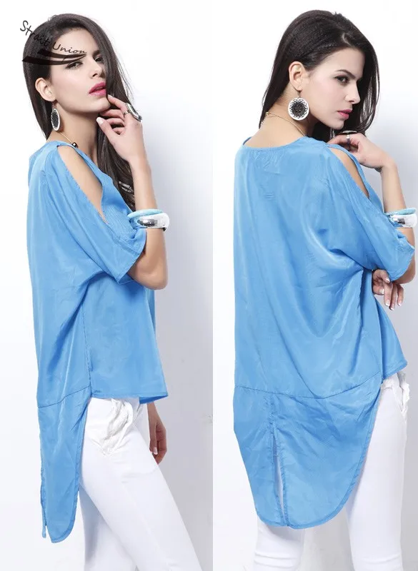 Бесплатная Доставка Плюс Размер Женщин Лето Небесно-Голубой Форме Крыла Летучей