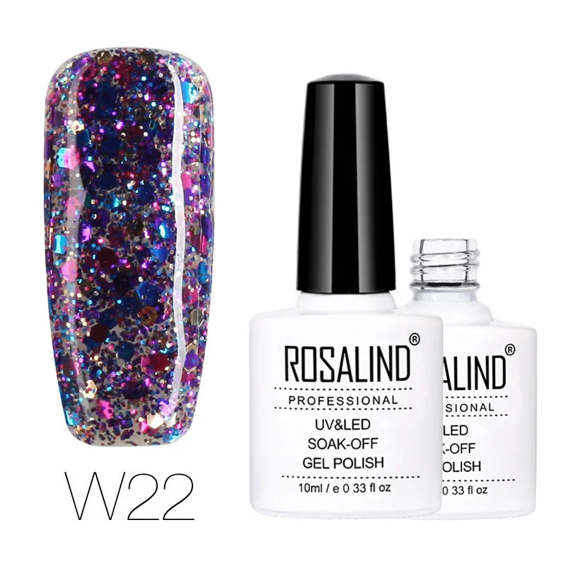 W22 Rosalind гель 1S Новое поступление УФ-гель для ногтей 10 мл бриллиантовый блеск с ультрафиолетовым свечением лак для ногтей Гель-лак для ногтей замочить от маникюра Гель-лак - Цвет: W22