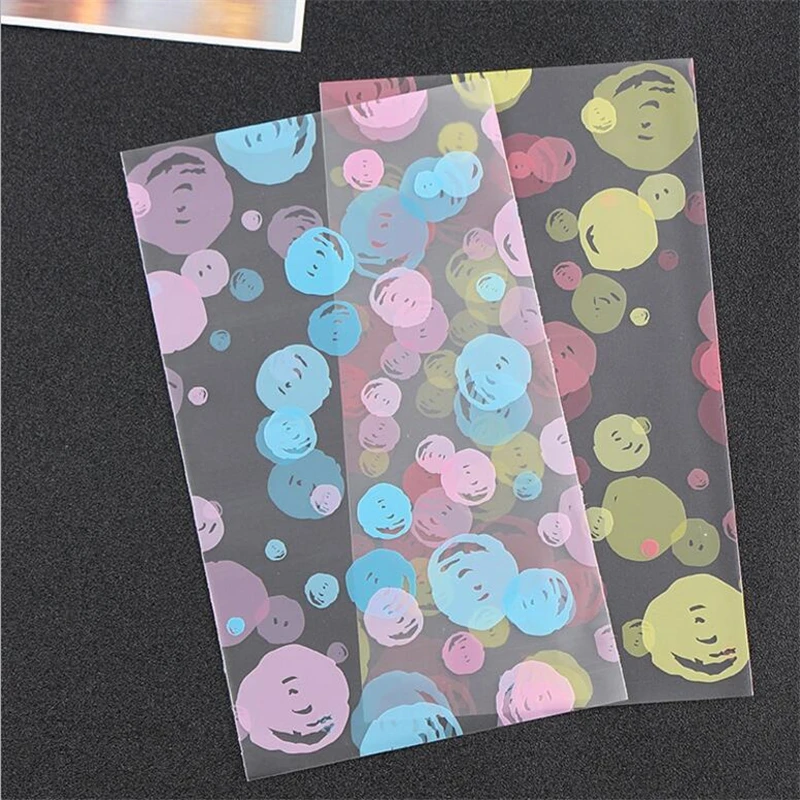 Прозрачные цветные пластиковые пакеты в горошек 100 шт. 12*20 см упаковка для