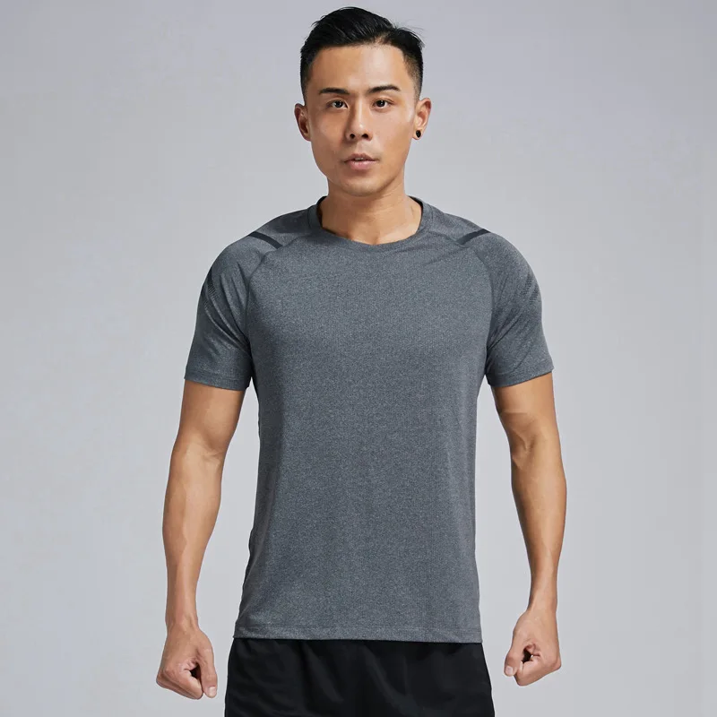 Mens Running T-shirt Воздухопроницаемые Рубашки мужские спортивные компрессионные рубашки с коротким рукавом для бега Летние Фитнес быстросохнущие мужские спортивные тренировочные рубашки - Цвет: Mens Running T-shirt