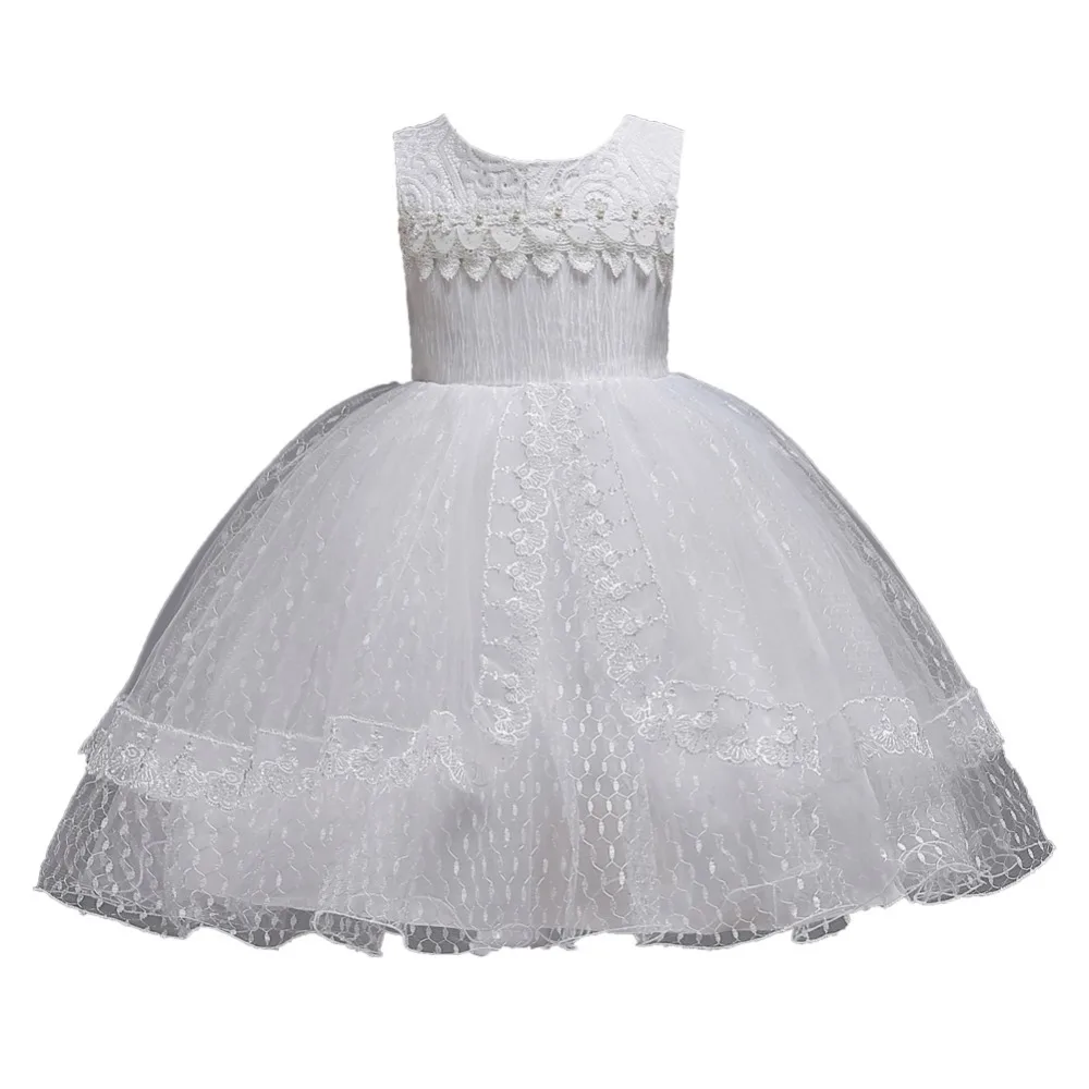 Lace dress flower girl wedding 2018 new elegance baby daughter pearl applique birthday party | Детская одежда и обувь