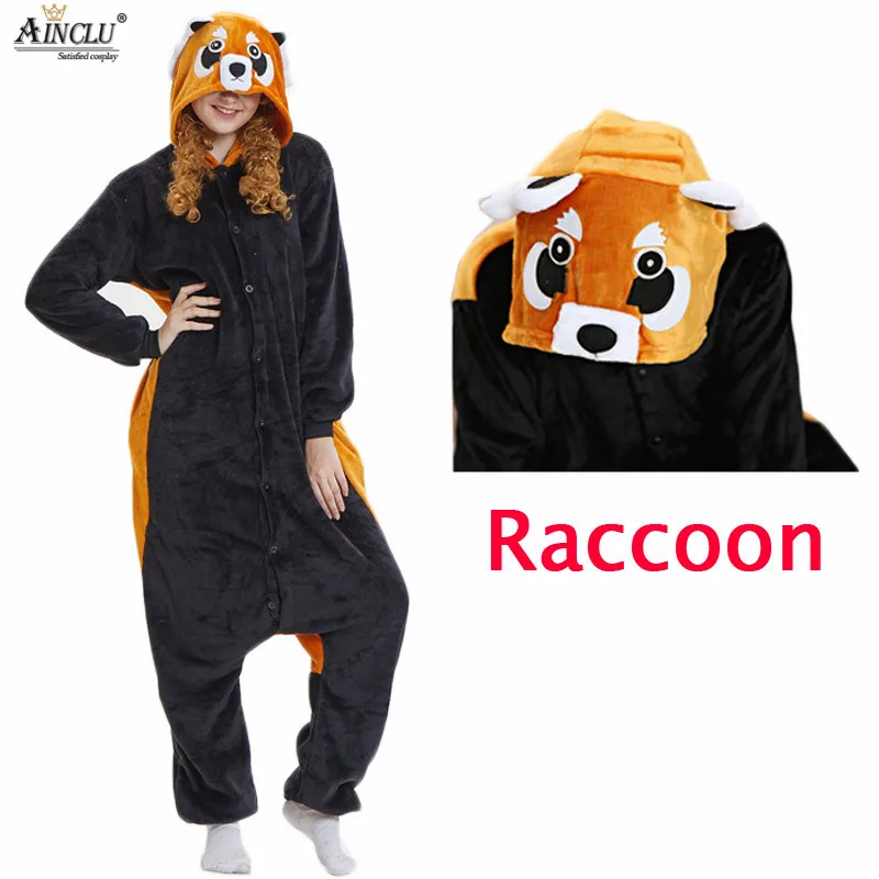 Пижама для взрослых енот s все в одном Костюм Животного косплей женская зимняя