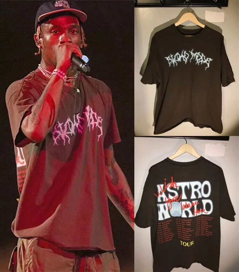 

2019 TRAVIS SCOTT Festival Pop Up Astroworld T shirt Men Women 1:1 Best Quality Travis Scott T-shirt