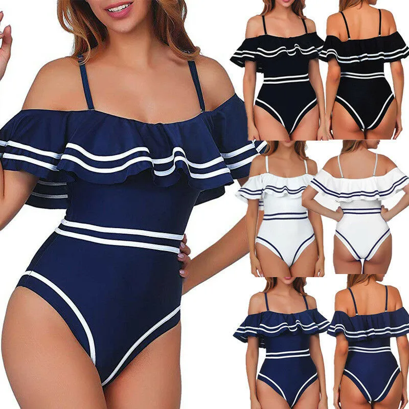 

GLANE Women One Piece Swimsuit Push Up Padded Bikini Beach Monokini Swimwear Summer Lady Sexy Beachwear