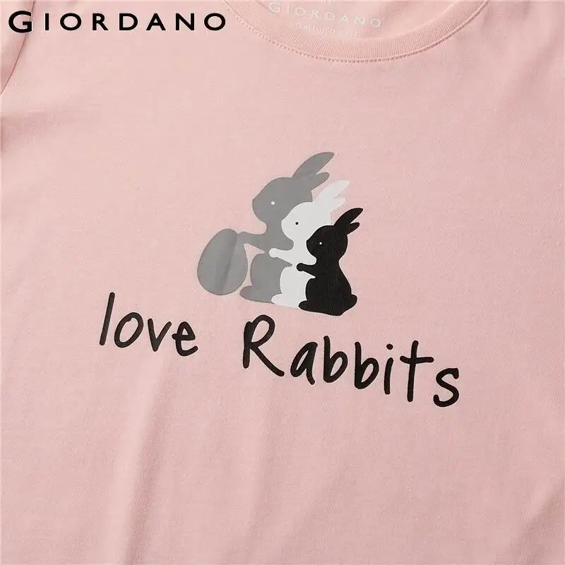 Giordano футболка с короткими рукавами и круглым вырезом воротника принтом животных