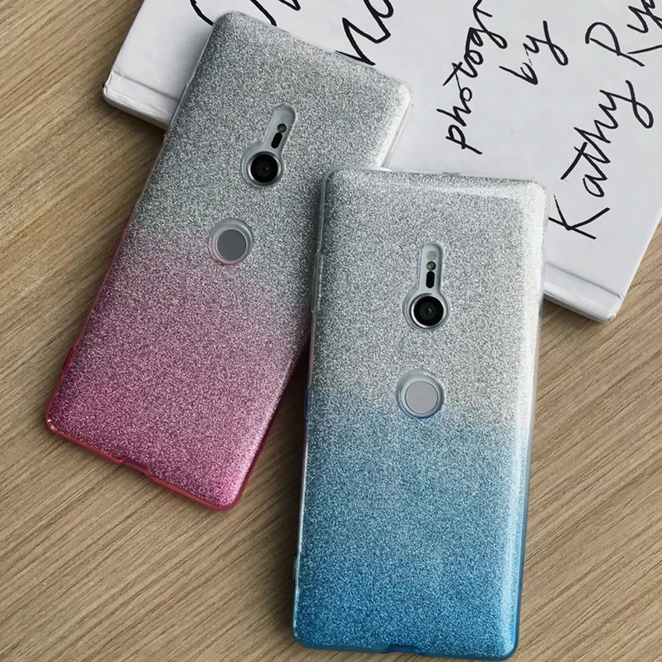 Милый Блестящий градиентный Силиконовый ТПУ чехол для Sony XZ3 XZ XZ1 XZ2 XZ4 компактный