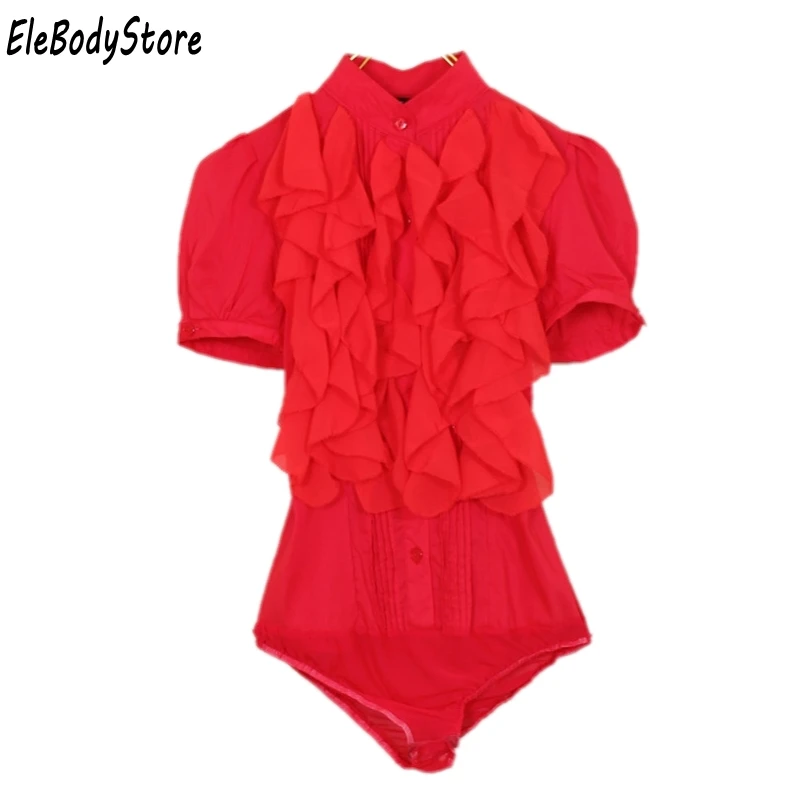 Женская офисная блузка с коротким рукавом и рюшами S-XL лето 2019 |