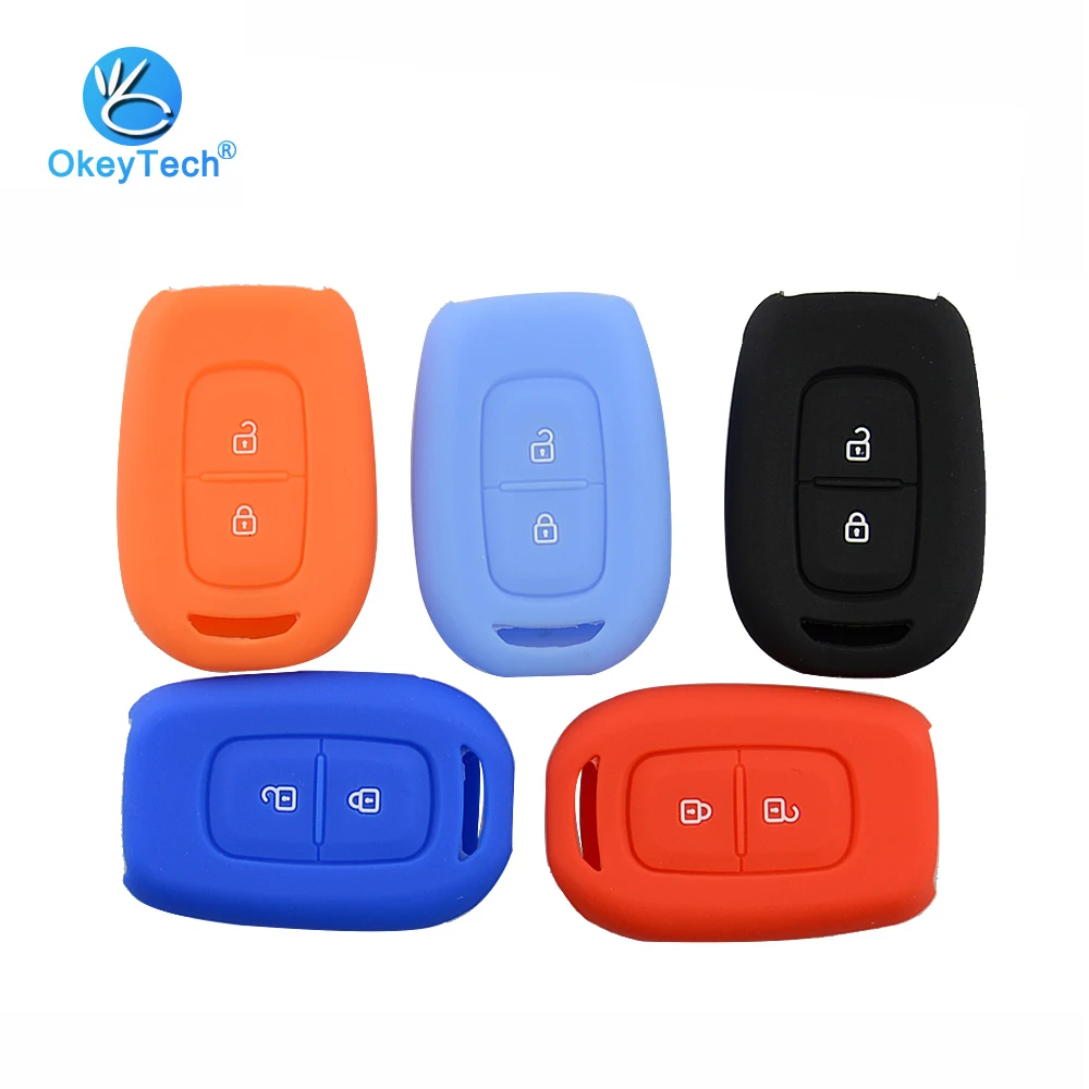 OkeyTech 2 кнопочный силиконовый резиновый чехол брелок для Renault Duster Sandero Logan Clio Captur
