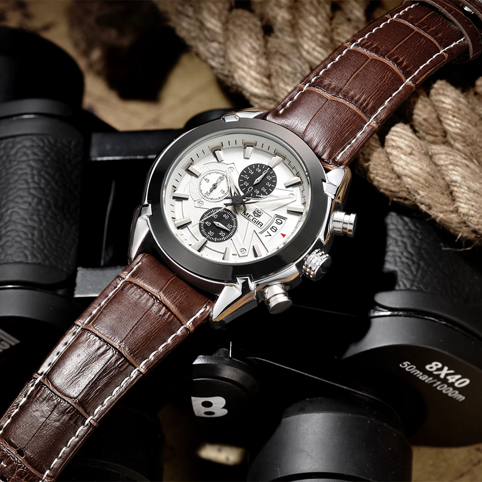 Мужские часы Топ бренд класса люкс MEGIR Военные Спортивные Светящиеся Наручные