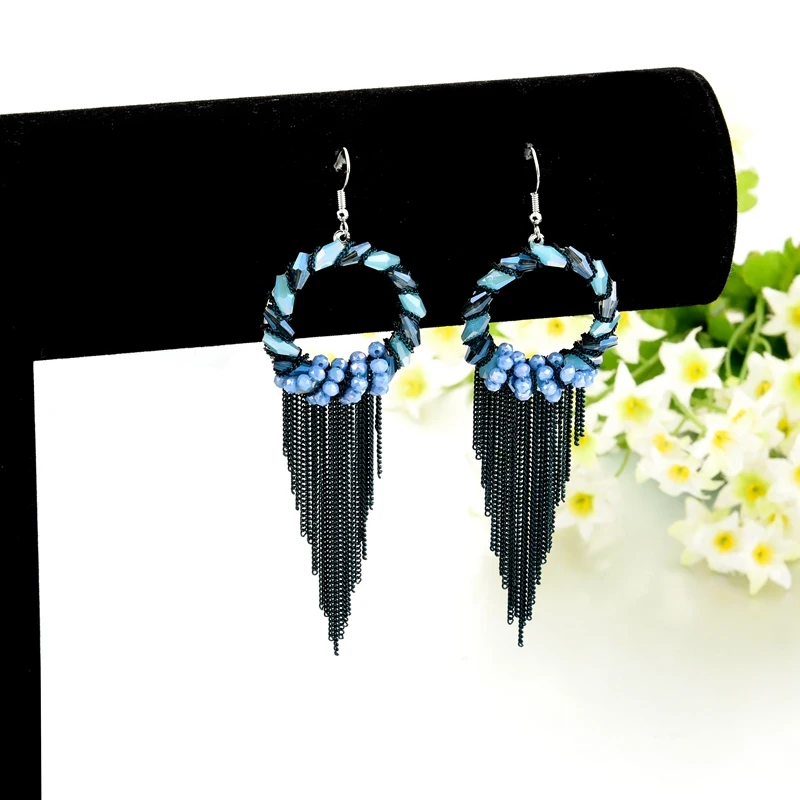 MELIHE Water Drop Black Tassel Earrings For Women Vintage Bohemian Long Earring Female Ethnic Fashion Party Jewelry SER160026 | Украшения и