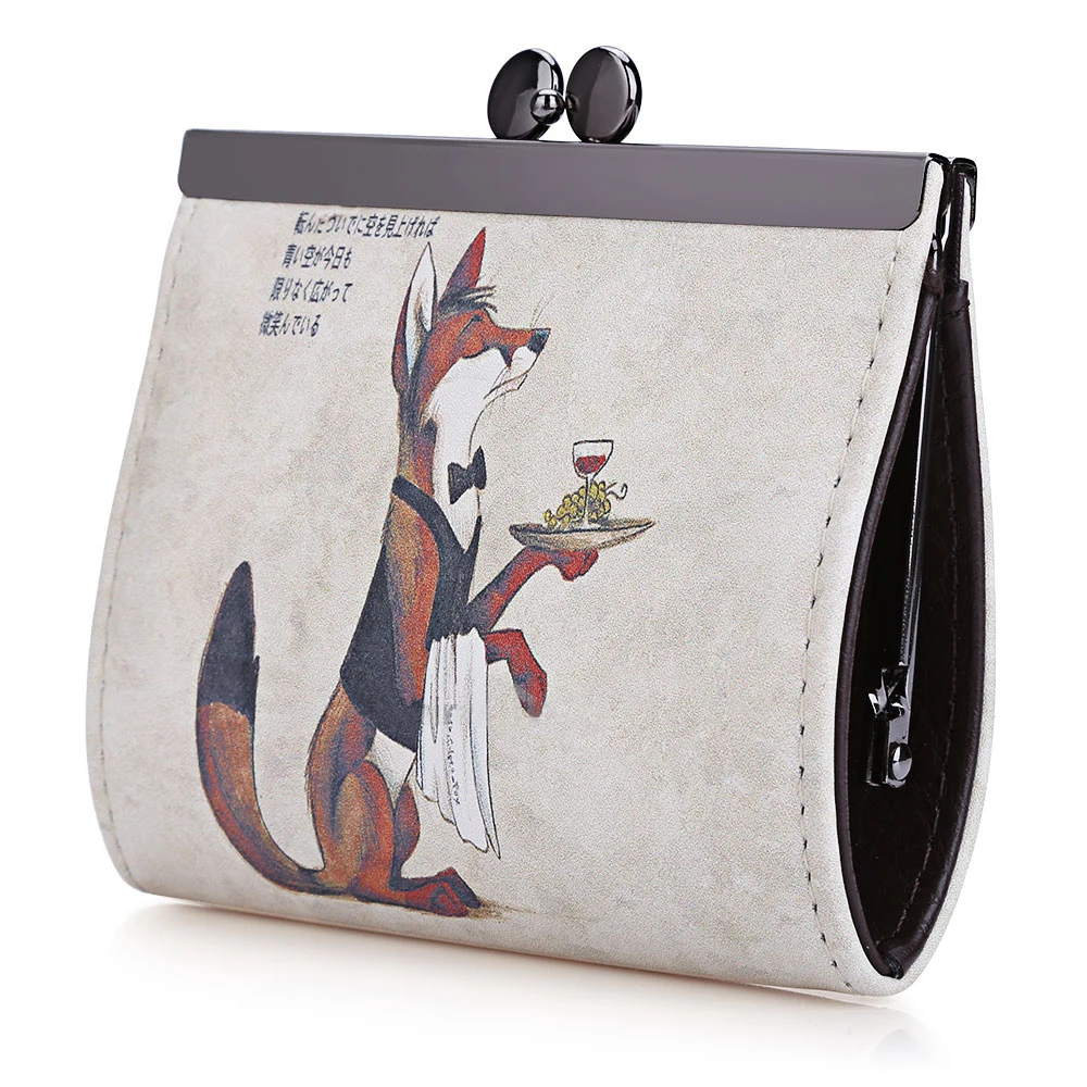 Мультфильм Для женщин кошельки портмоне кожа лиса бумажник небольшой кошелек