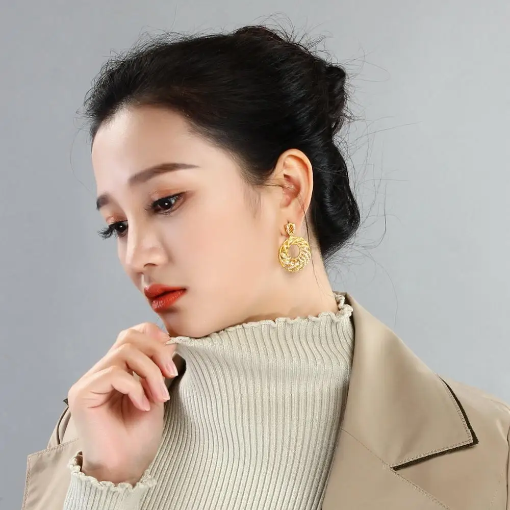 New Trendy Bridal Dangle Earring brinco feminino Round Shape Wedding party aretes largos Top Quality Banquet Drop earrings | Украшения и