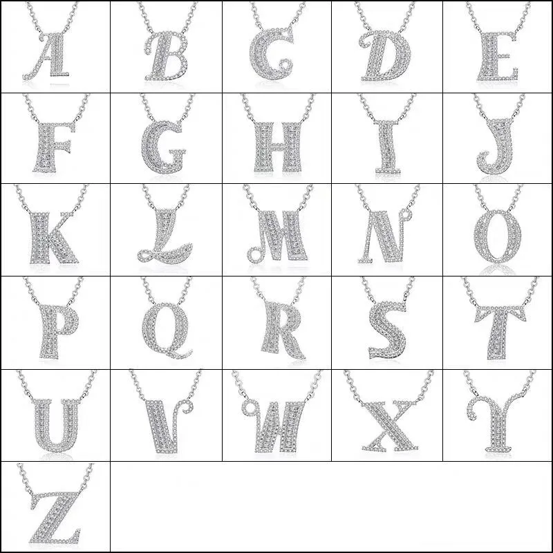 

Duoying 925 Silver Crystal Pendant Necklace for Women Zirconia Necklaces Women Personalized Necklace Initial Letters Charms