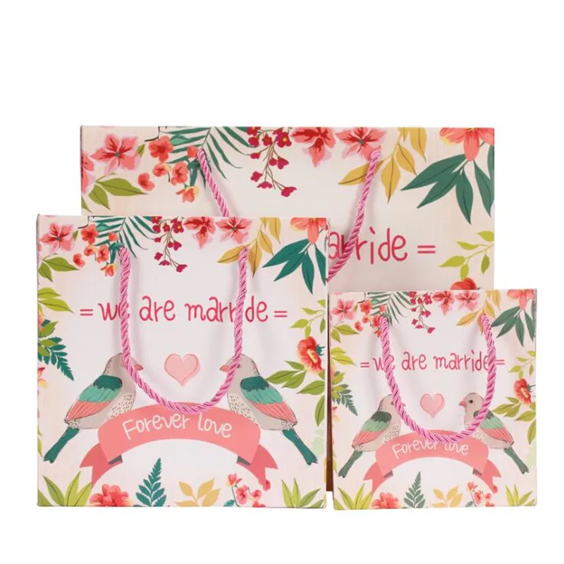 2 шт./лот подарочные пакеты для конфет на свадьбу с ручками из крафт бумаги торта