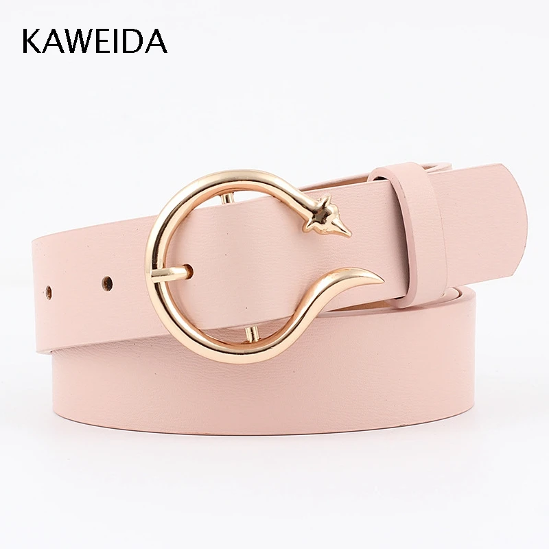 

KAWEIDA High Quality Women Fashion 2019 Trending Thin PU Leather Belt Vintage Circle Pin Buckle Street Style Casual Cinto Kemer