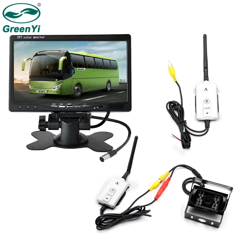 GreenYi Car Wireless IR Backup Rear View Camera Kit + 7&quot TFT LCD Monitor Parking Assistance System for Truck Van Caravan Trailer |