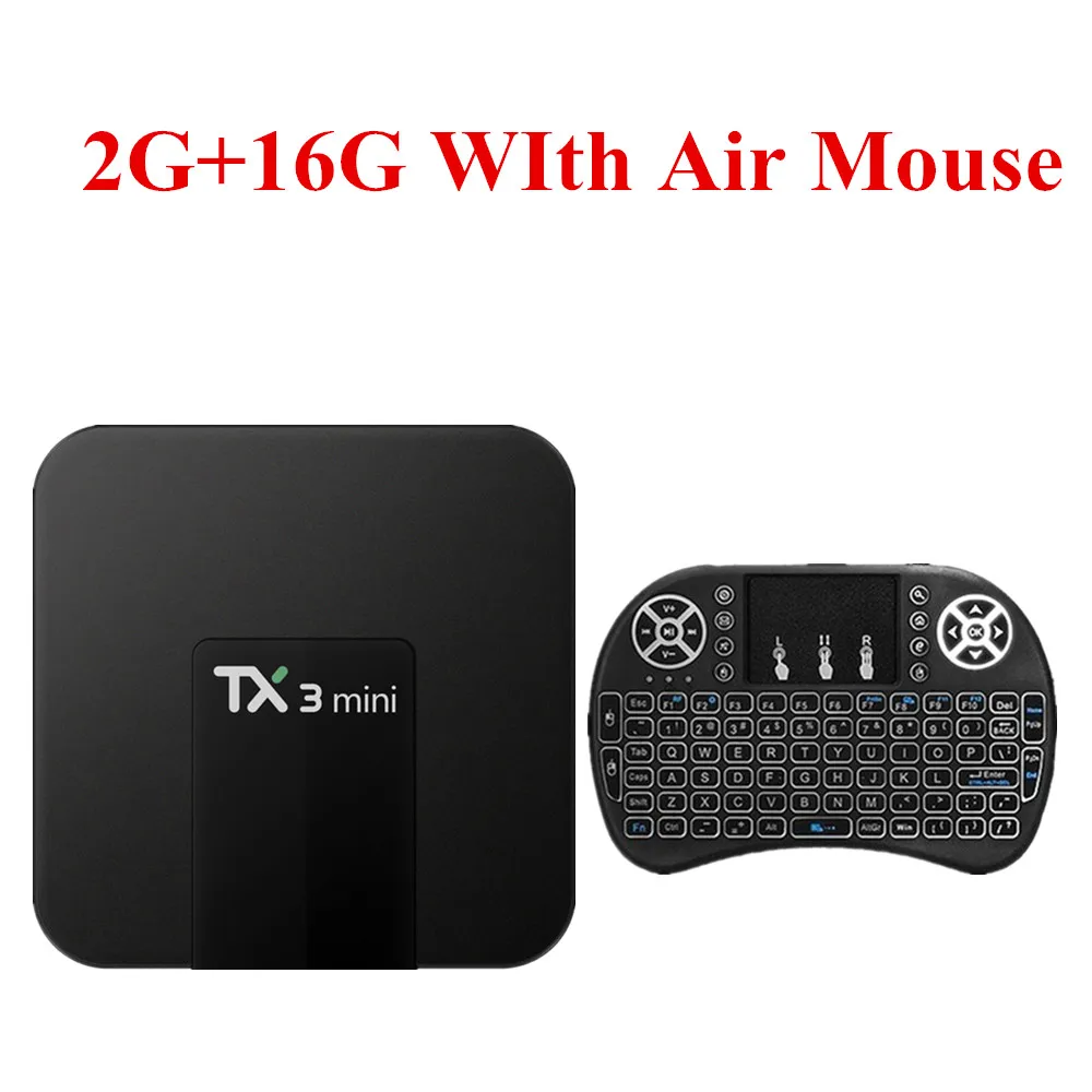 TX3 Мини ТВ-приставка Android 7,1 четырехъядерный процессор Amlogic S905W rom 4K WiFi 2G DDR3 16G 4K HD H.265 Медиаплеер smart tv box - Цвет: With Air Mouse 16G