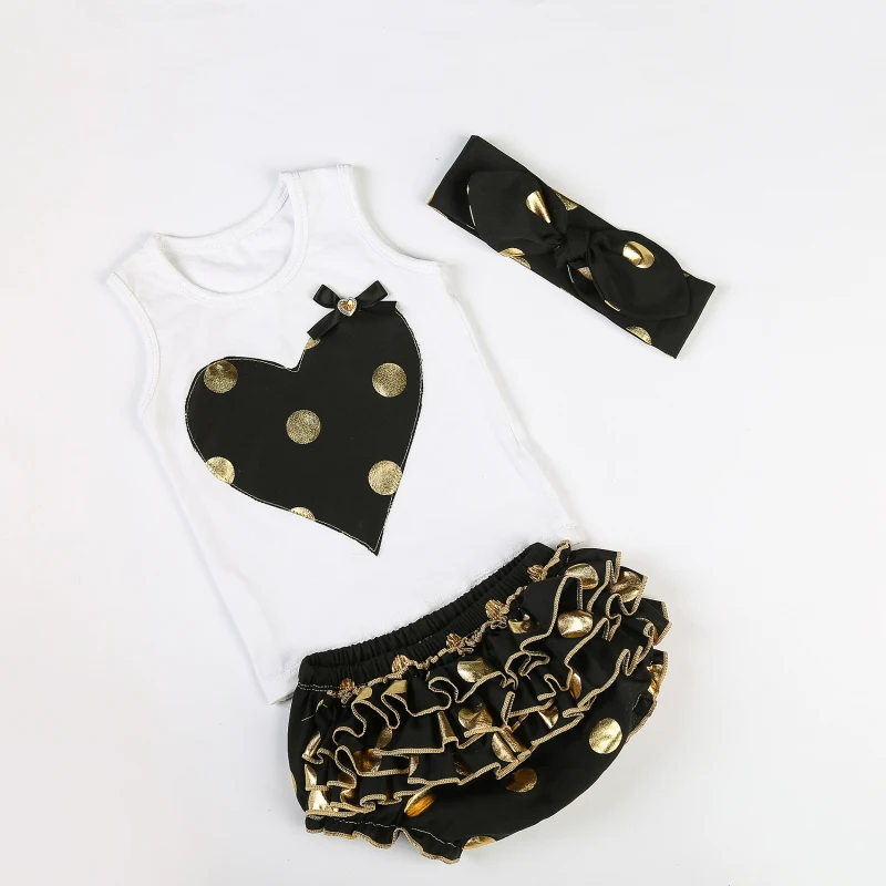 Лидер продаж летняя одежда для новорожденных Комплект из 3 предметов Золотая в