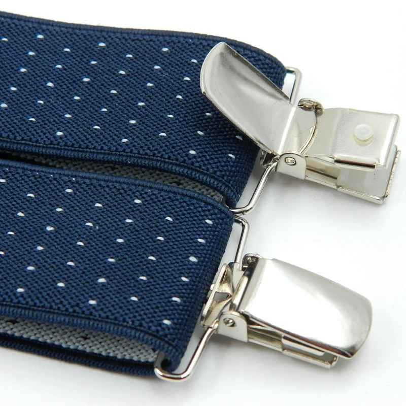 Мужские подтяжки на подтяжках Yienws темно синие в горошек для мужчин с 3 зажимами