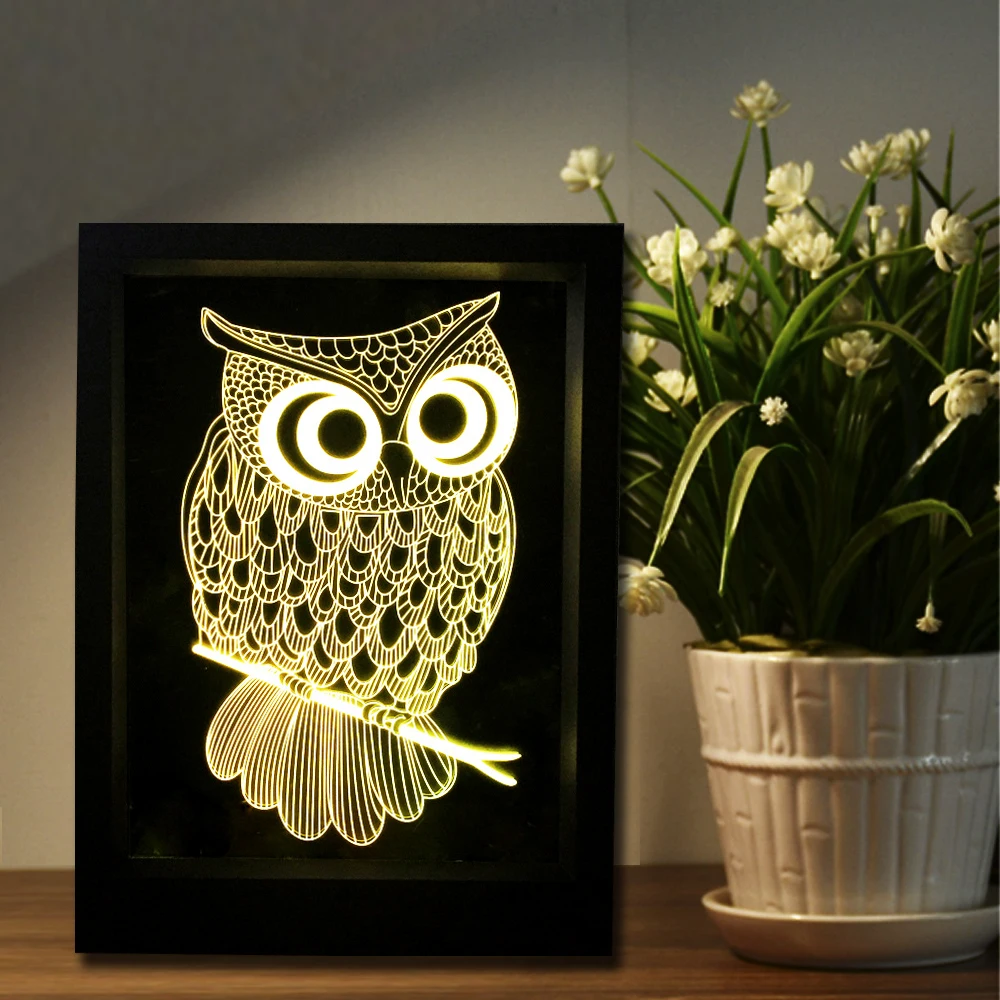 СОВА 3D Ночник RGB Переменчивый Настроение Лампы Светодиодные DC 5 В USB Декоративные