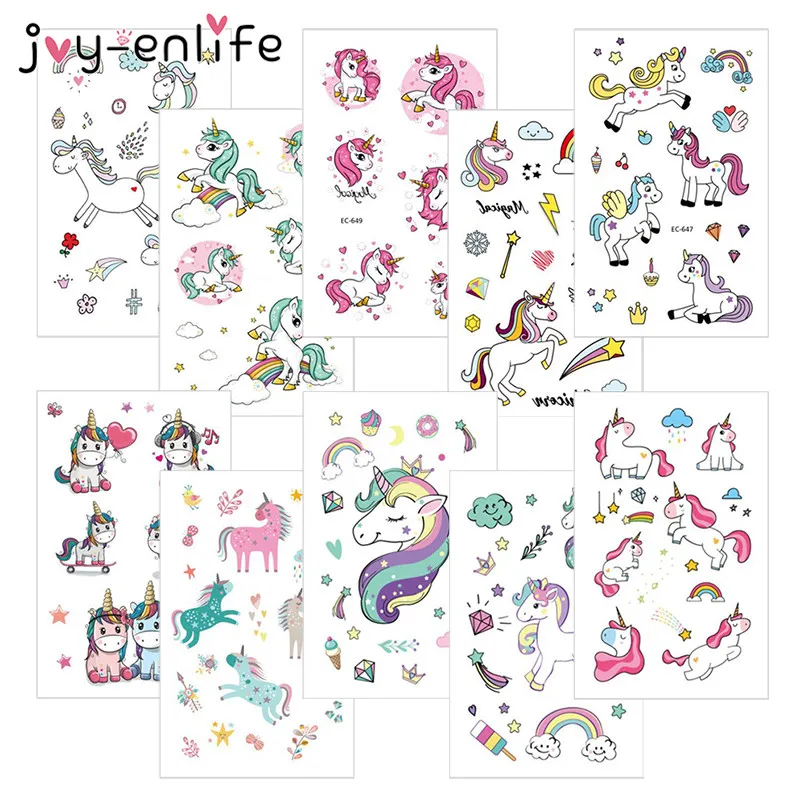 JOY ENLIFE 3 шт. Rocooart мультфильм Единорог татуировки Дети татуаж временное искусство