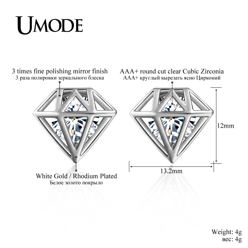 Женские серьги-гвоздики UMODE с кристаллами подарок на Рождество AUE0253B | Украшения и