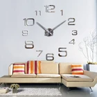 Модные большие настенные часы, современный дизайн, акриловые зеркальные европейские 3d наклейки, декоративные кварцевые часы для гостиной