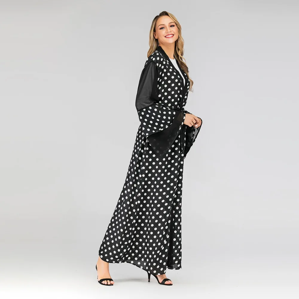 2019 кафтан в горошек Дубай Арабский мусульманский хиджаб платье Abayas для