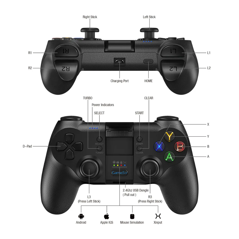 GameSir T1s Bluetooth Беспроводной джойстик для Android/Windows PC/Очки виртуальной реальности VR/ТВ коробка/PS3 лучше всего подходит для Рождественский подарок