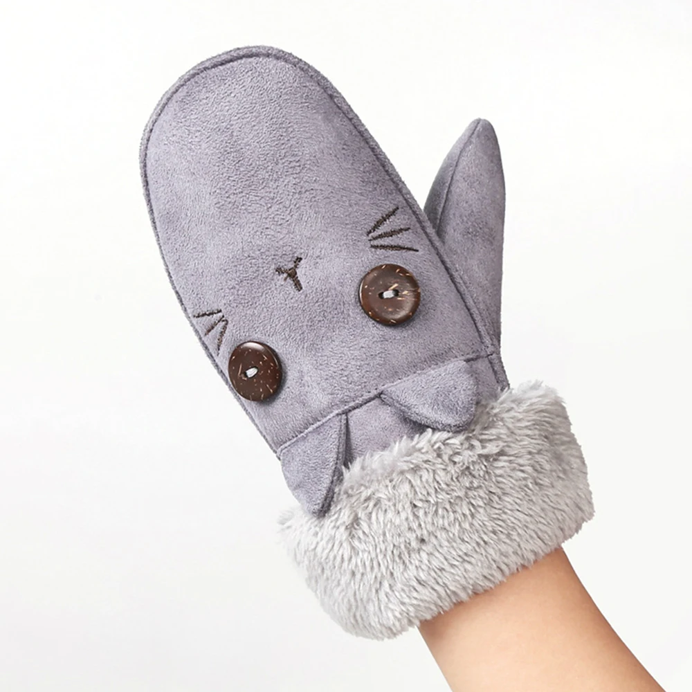 Зимний мультфильм милый медведь замша детские перчатки толстые теплые мягкие