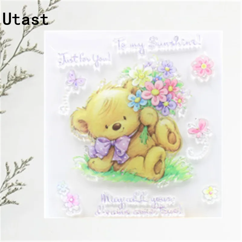 Sunshine Flower Bear прозрачные силиконовые штампы/прозрачный резиновый штамп для